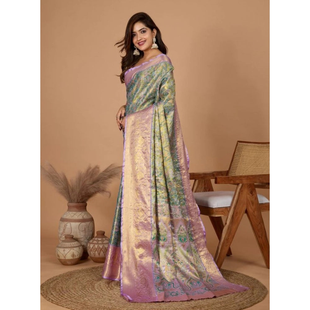 Snuggle Spot Women's Jacquard Saree With Unstitched Blouse 5.5Mtr (Multicolor)