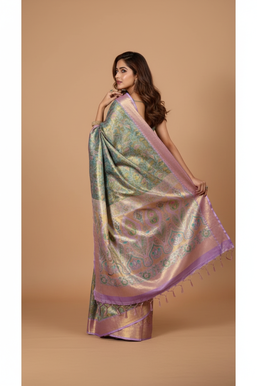 Snuggle Spot Women's Jacquard Saree With Unstitched Blouse 5.5Mtr (Multicolor)
