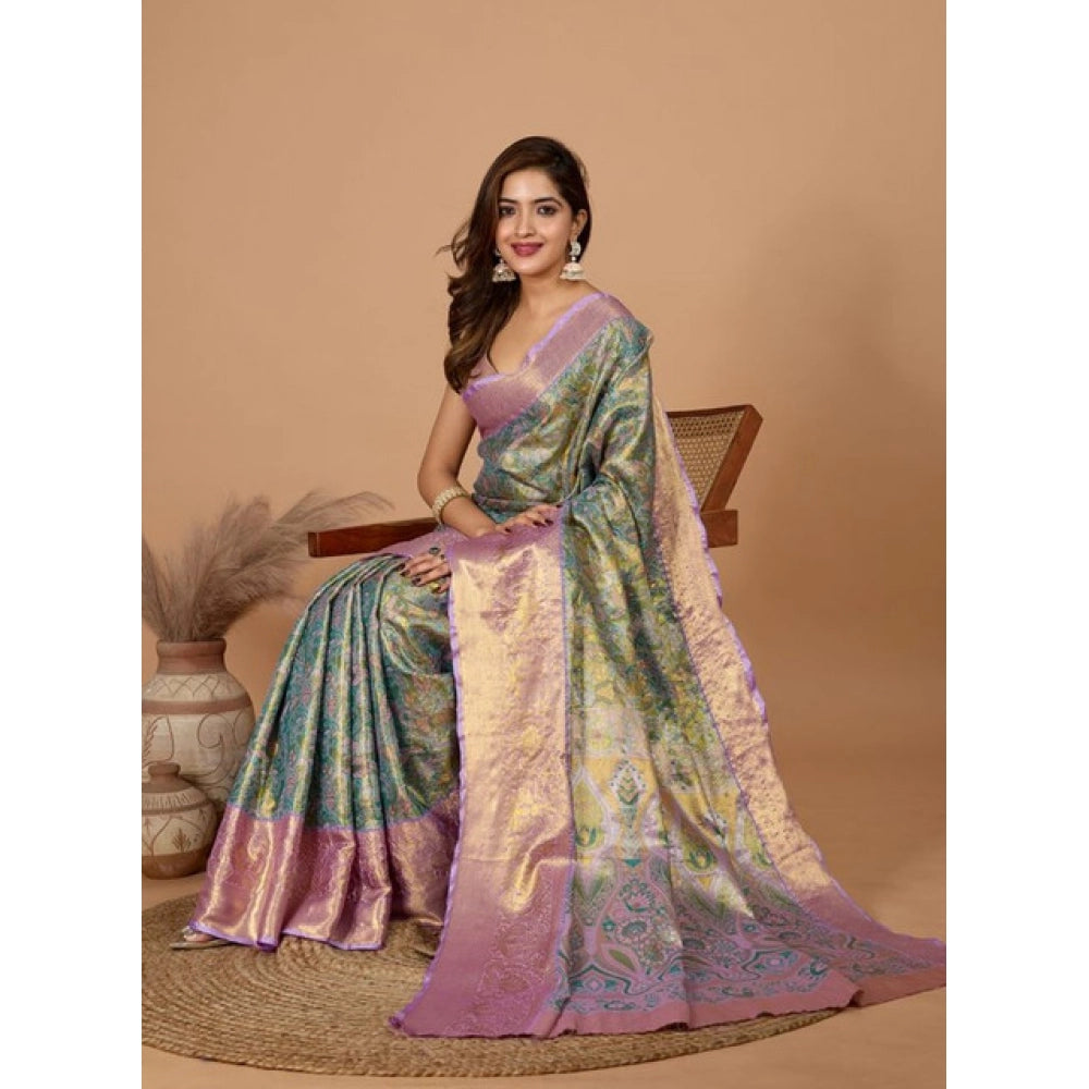 Snuggle Spot Women's Jacquard Saree With Unstitched Blouse 5.5Mtr (Multicolor)