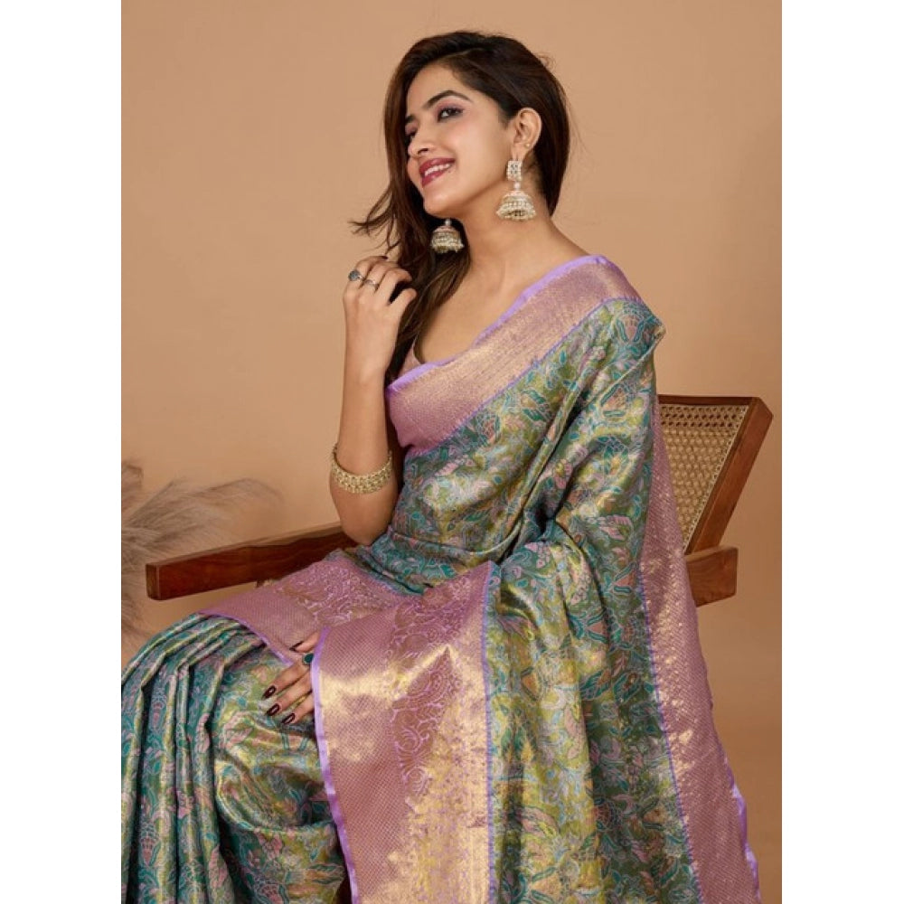 Snuggle Spot Women's Jacquard Saree With Unstitched Blouse 5.5Mtr (Multicolor)