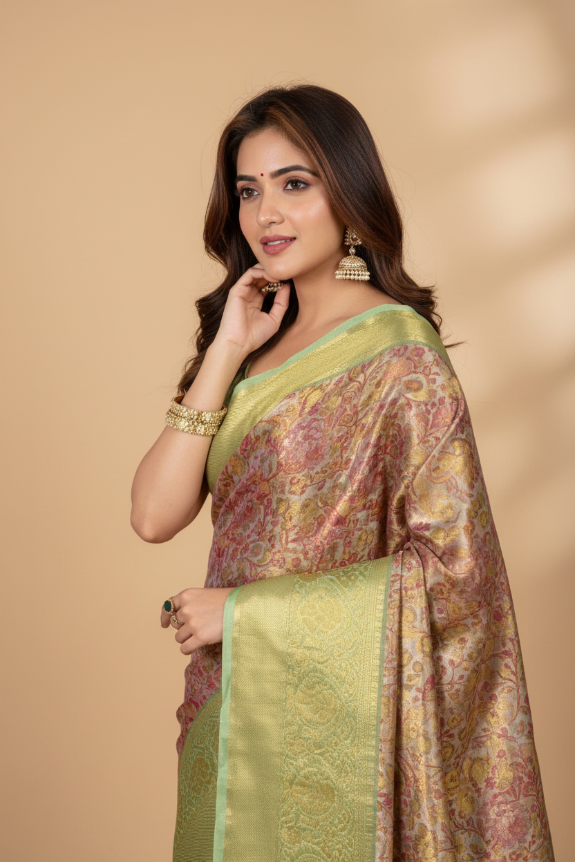 Snuggle Spot Women's Jacquard Saree With Unstitched Blouse 5.5Mtr (Multicolor)