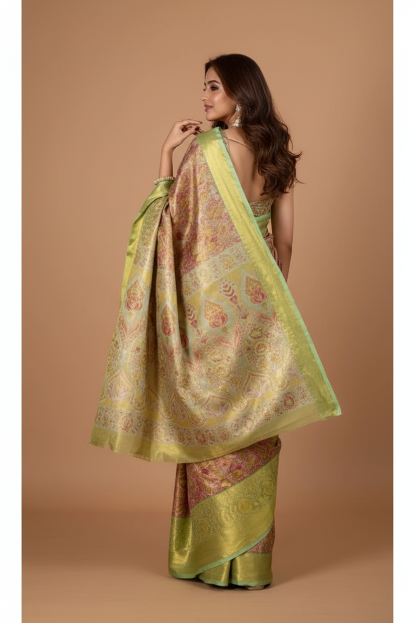 Snuggle Spot Women's Jacquard Saree With Unstitched Blouse 5.5Mtr (Multicolor)