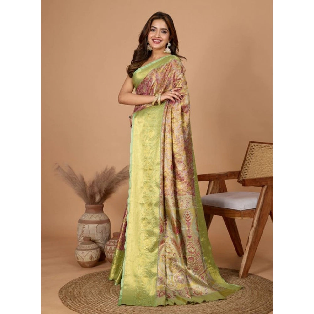 Snuggle Spot Women's Jacquard Saree With Unstitched Blouse 5.5Mtr (Multicolor)