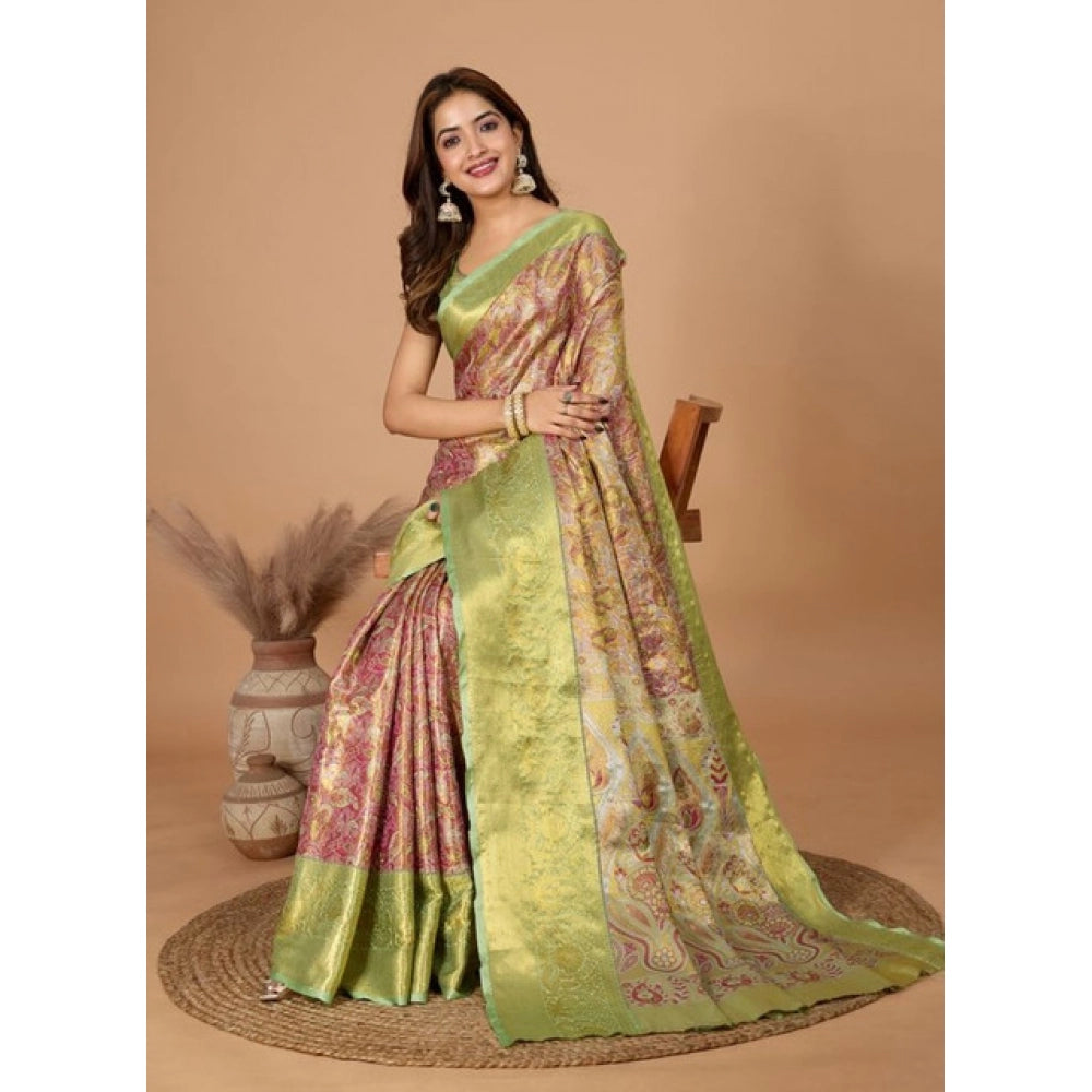 Snuggle Spot Women's Jacquard Saree With Unstitched Blouse 5.5Mtr (Multicolor)