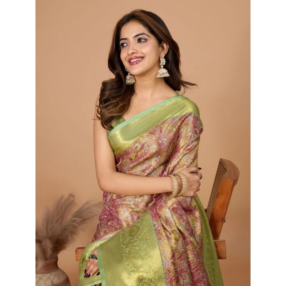 Snuggle Spot Women's Jacquard Saree With Unstitched Blouse 5.5Mtr (Multicolor)