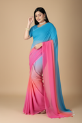 Snuggle Spot Women's Georgette Floral Printed Saree With Unstitched Blouse 5.5Mtr (Multicolor)