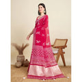 Snuggle Spot Women's Semi Cotton Printed Saree With Unstitched Blouse 5.5Mtr (Red)