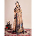 Snuggle Spot Women's Semi Cotton Digital Print Saree With Unstitched Blouse 5.5Mtr (Beige)