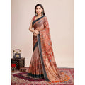 Snuggle Spot Women's Semi Cotton Digital Print Saree With Unstitched Blouse 5.5Mtr (Orange)