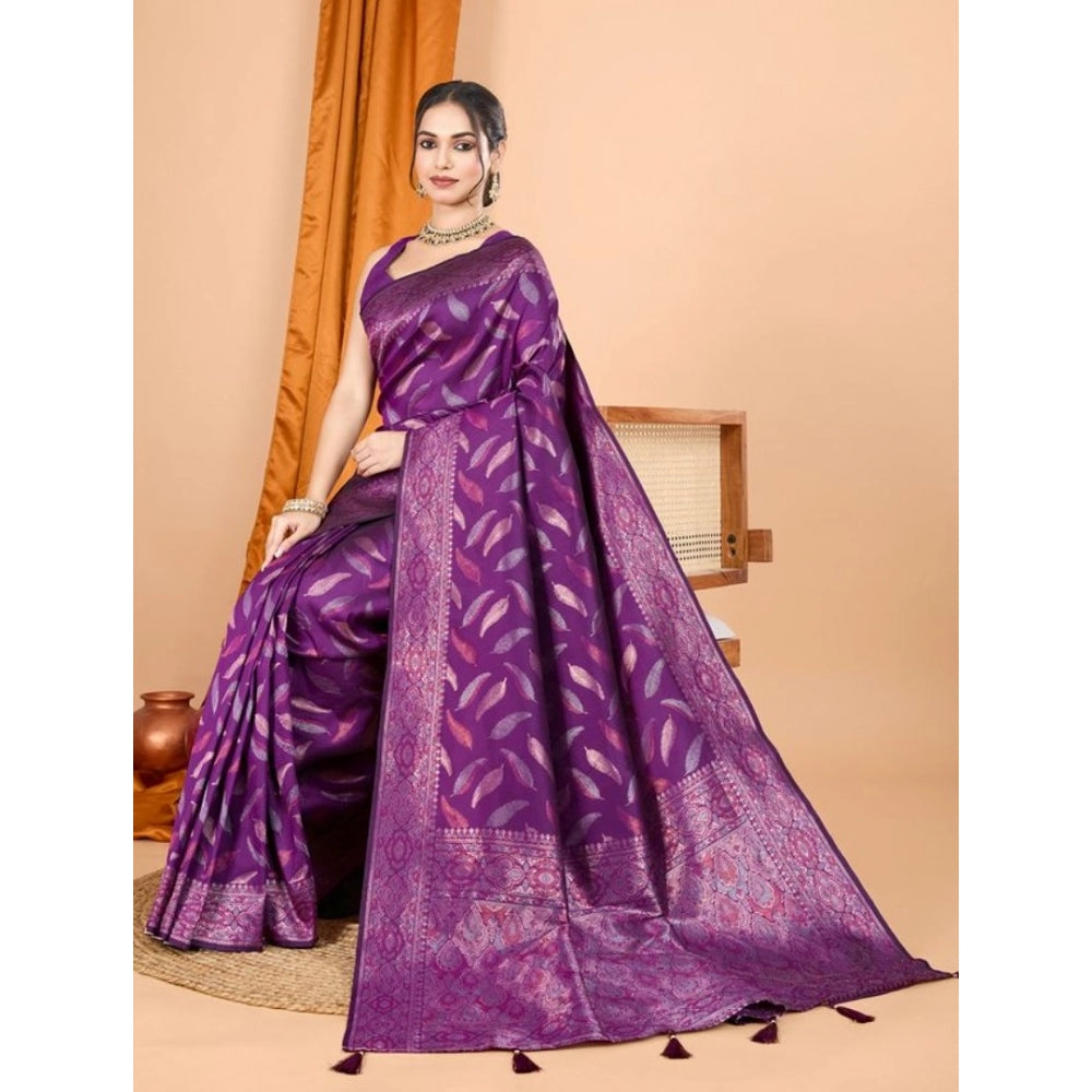 Snuggle Spot Women's Soft Silk Jacquard Saree With Unstitched Blouse 5.5Mtr (Magenta)