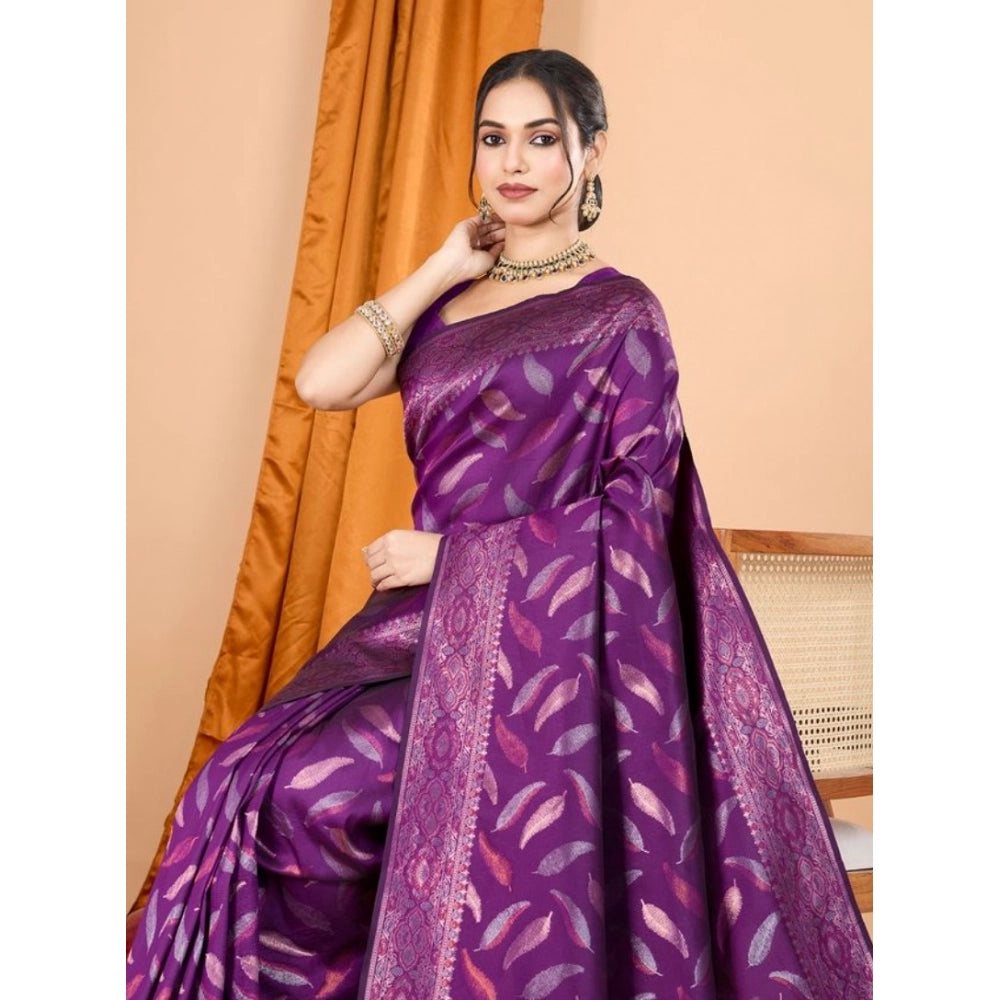 Snuggle Spot Women's Soft Silk Jacquard Saree With Unstitched Blouse 5.5Mtr (Magenta)