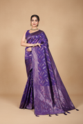 Snuggle Spot Women's Soft Silk Jacquard Saree With Unstitched Blouse 5.5Mtr (Purple)