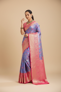 Snuggle Spot Women's Faux_Banarasi_Silk Woven Saree With Unstitched Blouse 5.5Mtr (Blue)