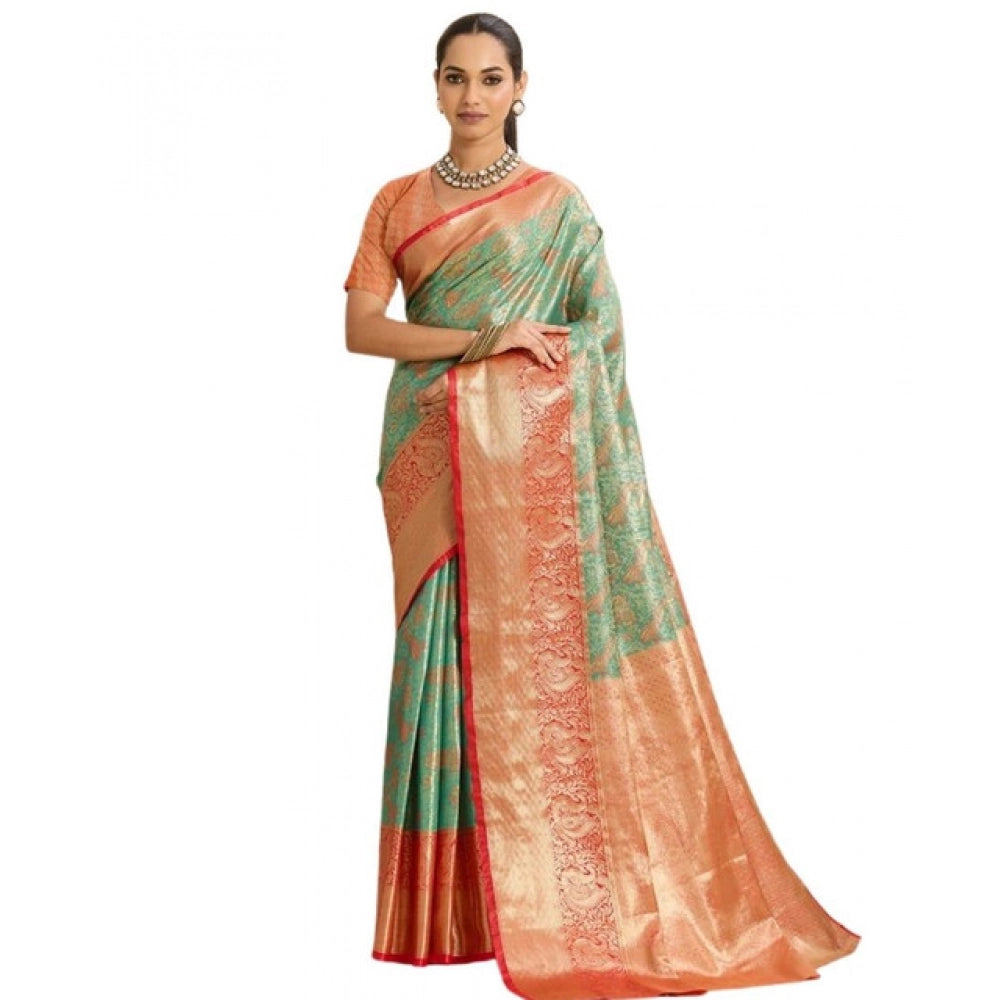 Snuggle Spot Women's Faux_Banarasi_Silk Woven Saree With Unstitched Blouse 5.5Mtr (Green)