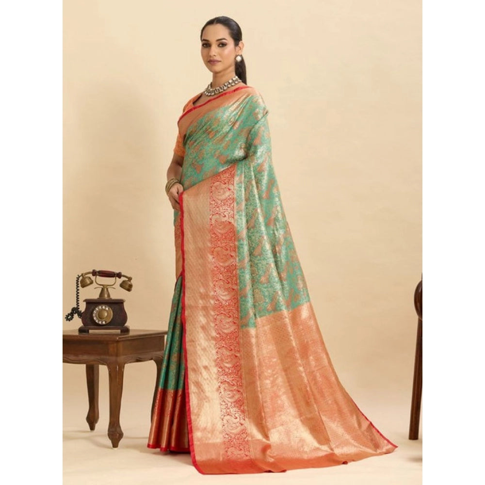 Snuggle Spot Women's Faux_Banarasi_Silk Woven Saree With Unstitched Blouse 5.5Mtr (Green)
