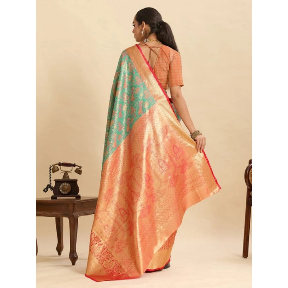 Snuggle Spot Women's Faux_Banarasi_Silk Woven Saree With Unstitched Blouse 5.5Mtr (Green)