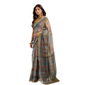 Snuggle Spot Women's Faux Linen Printed Ready to wear Saree With Unstitched Blouse 5.5Mtr (Multicolor)