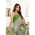 Snuggle Spot Women's Faux Linen Printed Ready to wear Saree With Unstitched Blouse 5.5Mtr (Light_Green)