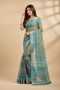 Snuggle Spot Women's Faux Linen Printed Ready to wear Saree With Unstitched Blouse 5.5Mtr (Multicolor)