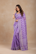 Snuggle Spot Women's Faux Linen Floral Ready to wear Saree With Unstitched Blouse 5.5Mtr (Lavender)