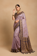 Snuggle Spot Women's Silk Blend Booti Work Ready to wear Saree With Unstitched Blouse 5.5Mtr (Lavender)