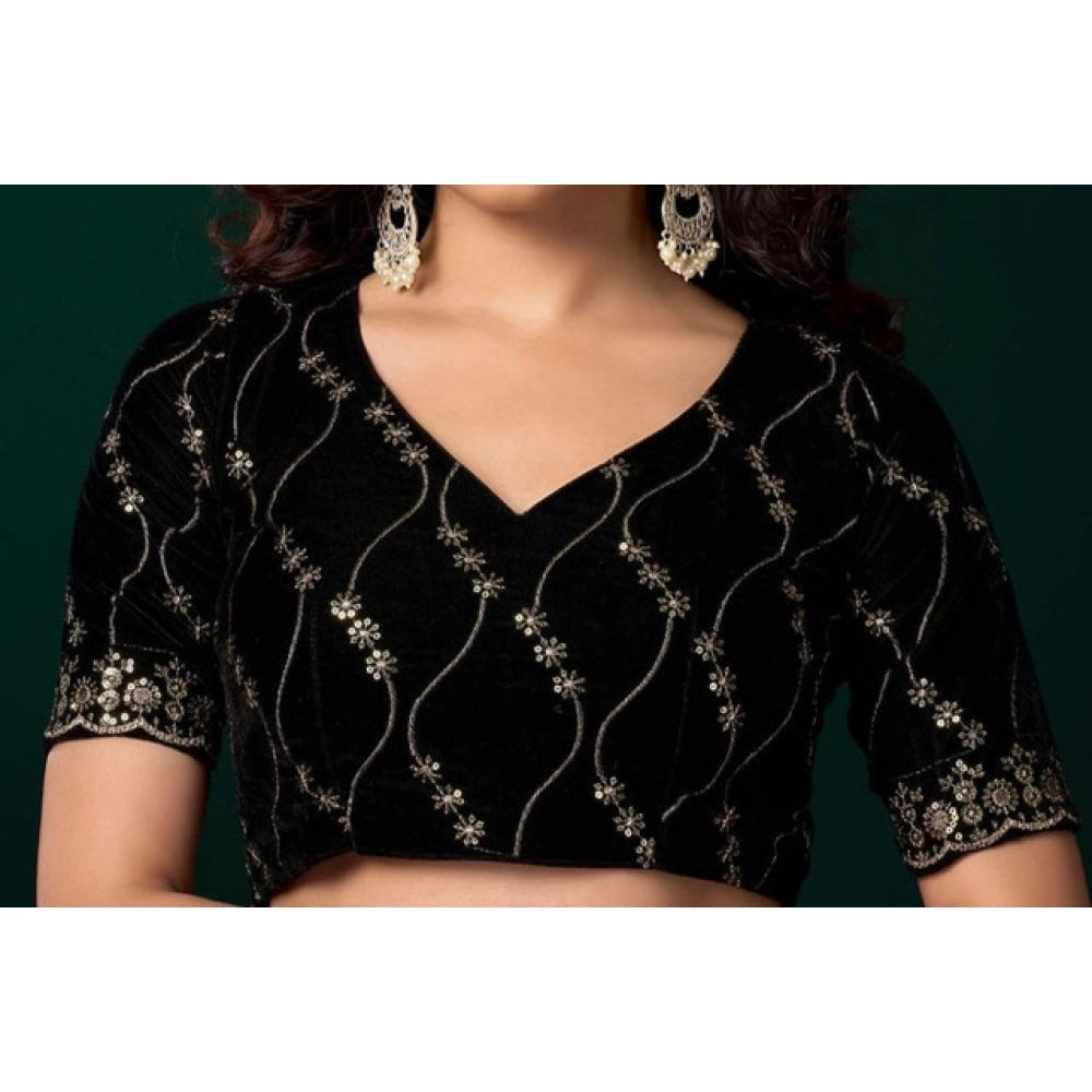 Snuggle Spot Women's Net Sequence Saree With Unstitched Blouse 5.5Mtr (Mahendi)