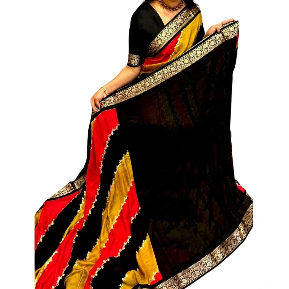 Snuggle Spot Women's Dola Silk Embellished Saree With Unstitched Blouse 5.5Mtr (Multicolor)