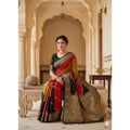 Snuggle Spot Women's Dola Silk Embellished Saree With Unstitched Blouse 5.5Mtr (Multicolor)