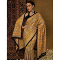 Snuggle Spot Women's Crepe Printed Saree With Unstitched Blouse 5.5Mtr (Yellow)
