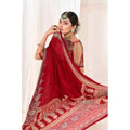 Snuggle Spot Women's Crepe Printed Saree With Unstitched Blouse 5.5Mtr (Maroon)