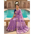 Snuggle Spot Women's Star Georgette Embellished Saree With Unstitched Blouse 5.5Mtr (Lavender)