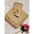 Snuggle Spot Women's Silk Embellished Saree With Unstitched Blouse 5.5Mtr (Beige)