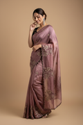 Snuggle Spot Women's Viscose Silk Embroidered Saree With Unstitched Blouse 5.5Mtr (Pink)
