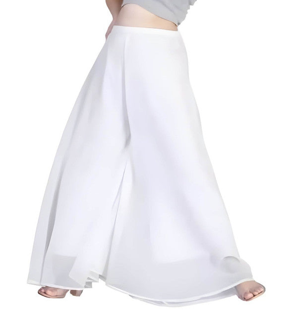 Generic Women's Pack of 1 Georgette Solid High Rise Wide Leg Flared Palazzo with Elastic Waist (White)