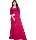 Snuggle SpotWomen's Georgette Solid Saree With Unstitched Blouse 5.5Mtr (Pink)