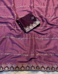 Snuggle SpotWomen's Georgette Embroidered Saree With Unstitched Blouse 5.5Mtr (Pink)