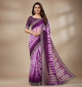 Snuggle SpotWomen's Georgette Striped Saree With Unstitched Blouse 5.5Mtr (Wine)