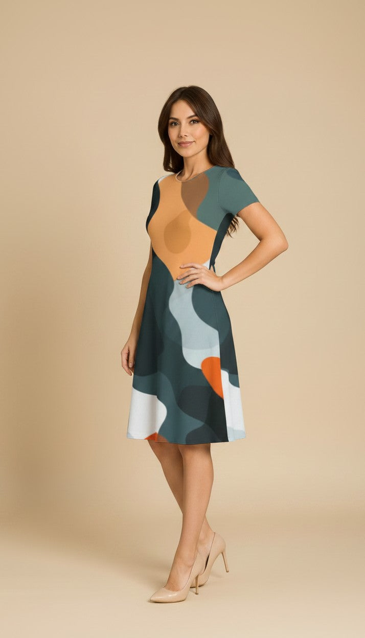 Dark Grey Casual One Piece Dress Knee Length for Women