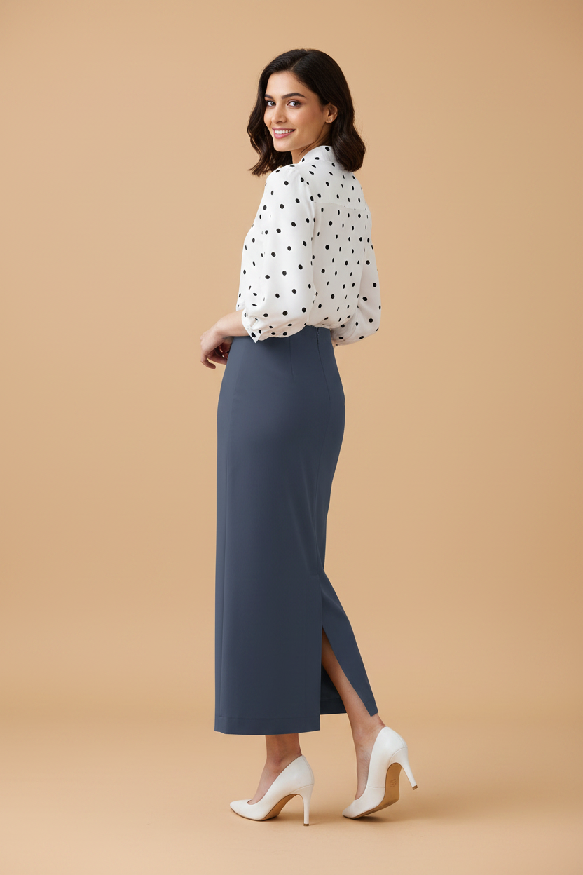 Oceana Color Ankle-Length Pencil Skirt with Side Slit