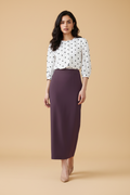 Italian Plum Color Ankle-Length Pencil Skirt with Side Slit