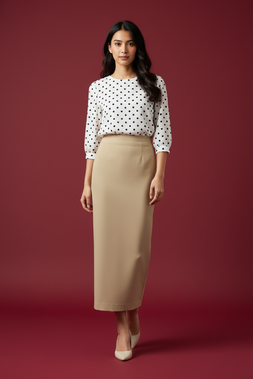 Hampton Color Ankle-Length Pencil Skirt with Side Slit