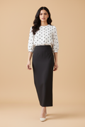 Brew Color Ankle-Length Pencil Skirt with Side Slit