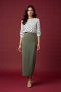 Juniper Color Ankle-Length Pencil Skirt with Side Slit