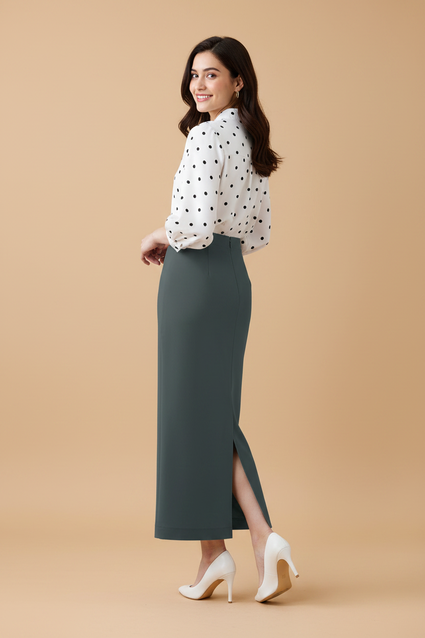 Silent Waters Color Ankle-Length Pencil Skirt with Side Slit