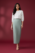 Forst Color Ankle-Length Pencil Skirt with Side Slit