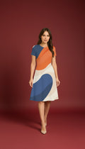 Blue Ivory Casual One Piece Dress Knee Length for Women