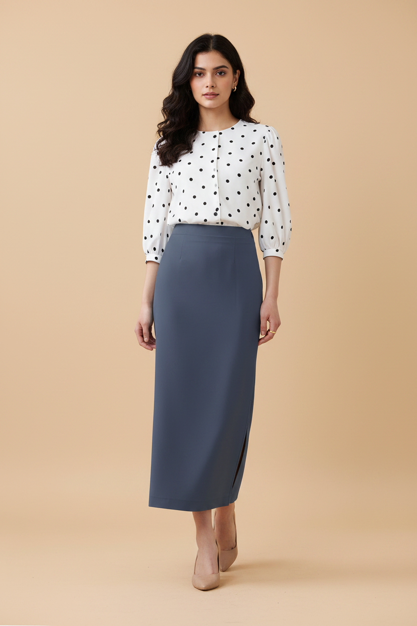 Oceana Color Ankle-Length Pencil Skirt with Side Slit