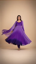 Snuggle Spot Heavy Pure Soft Fox Georgette Colorful Purple and Blue Suit