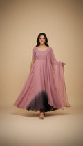 Snuggle Spot Heavy Pure Soft Fox Georgette Colorful Peach and Black Suit