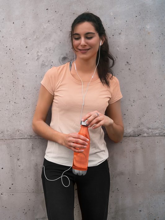Light Orange Ombre Pattern Round Neck T-shirt for Women